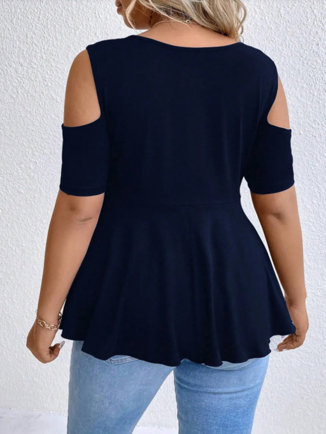 Cold Shoulder Short Sleeve Blouse - Lookzlike