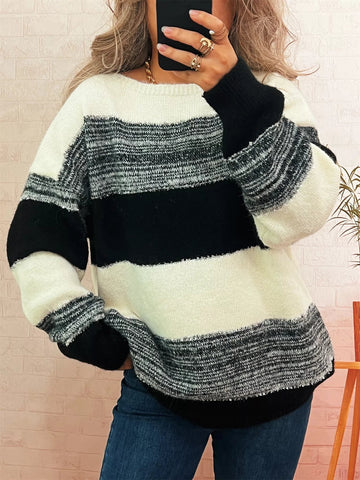 Color Block Dropped Shoulder Sweater designed for comfort and style at Lookzlike