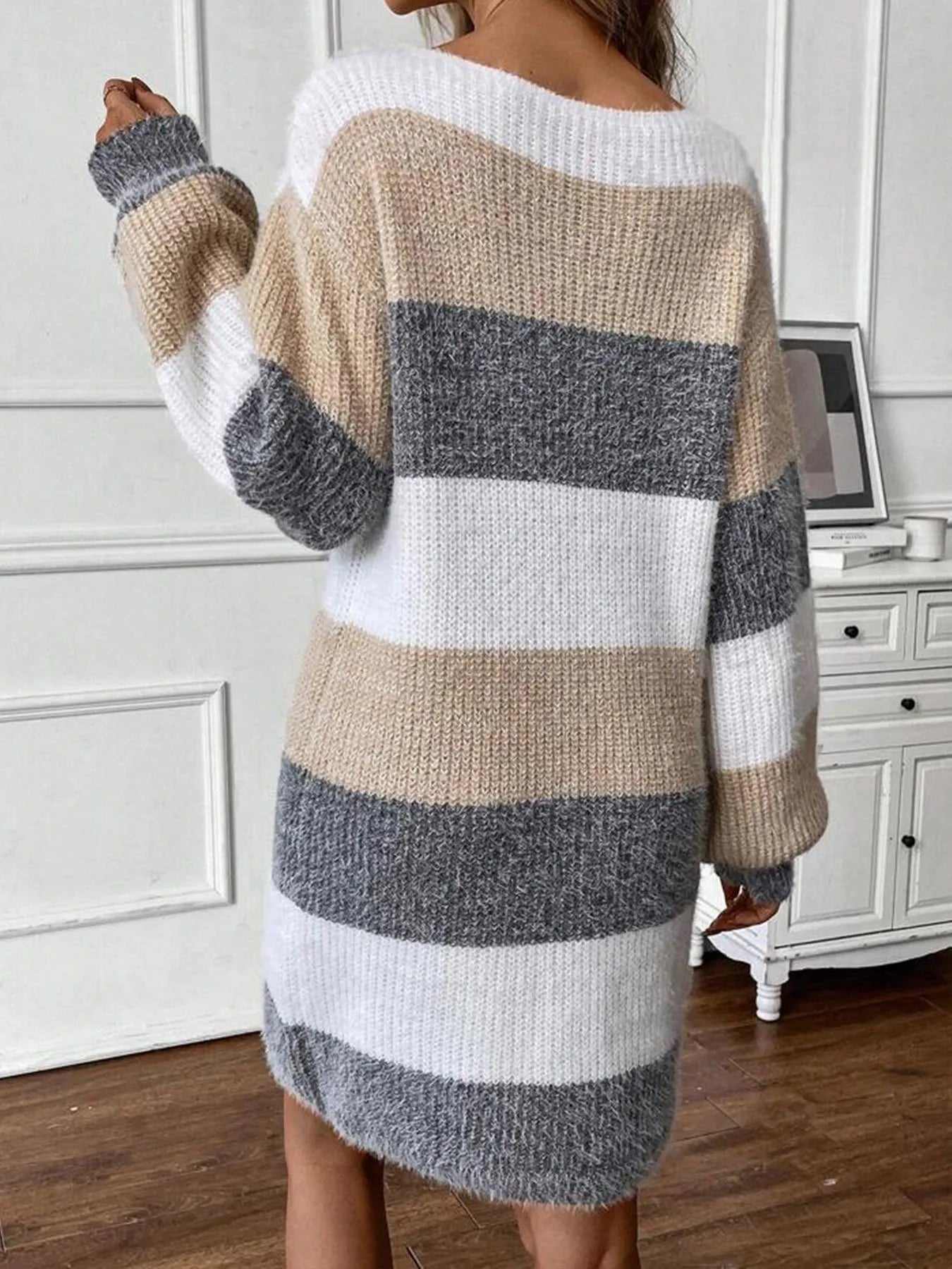 Color Block Long Sleeve Sweater Dress designed for comfort and style at Lookzlike