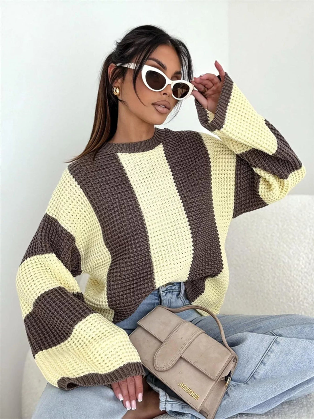 Color Block Long Sleeve Sweater designed for comfort and style at Lookzlike