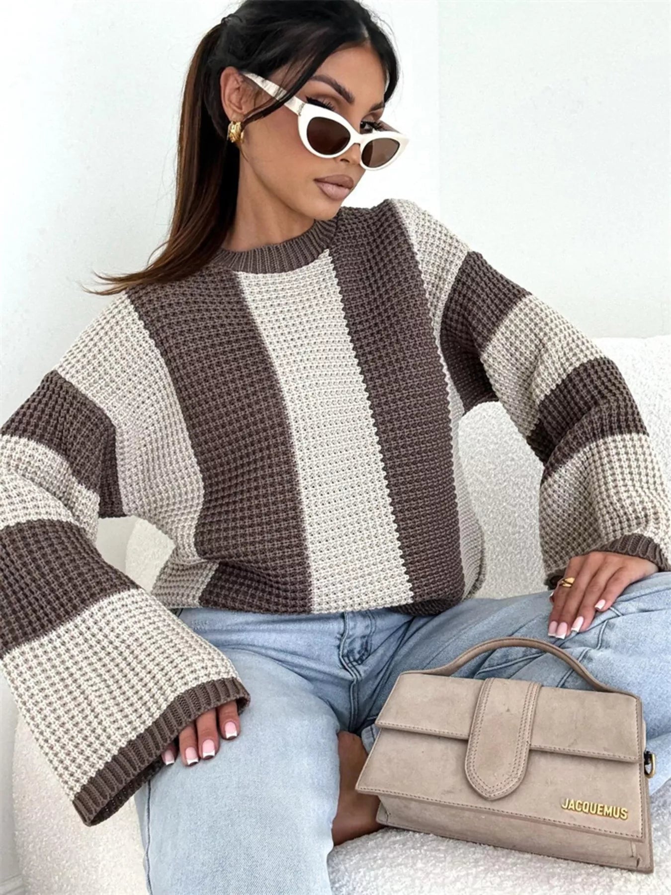 Color Block Long Sleeve Sweater designed for comfort and style at Lookzlike