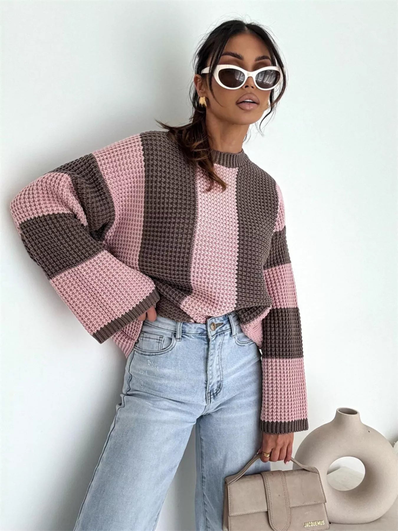 Color Block Long Sleeve Sweater designed for comfort and style at Lookzlike