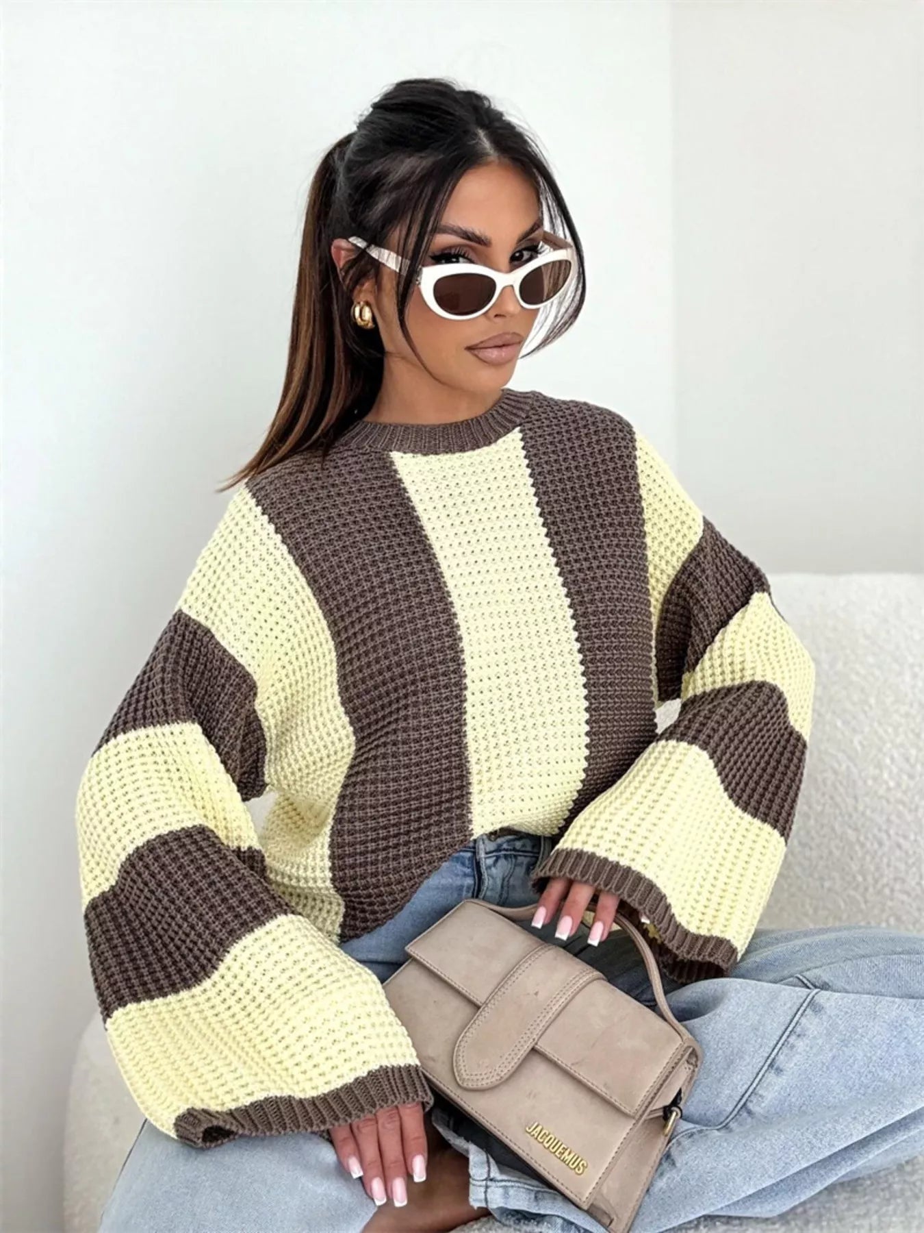 Color Block Long Sleeve Sweater designed for comfort and style at Lookzlike