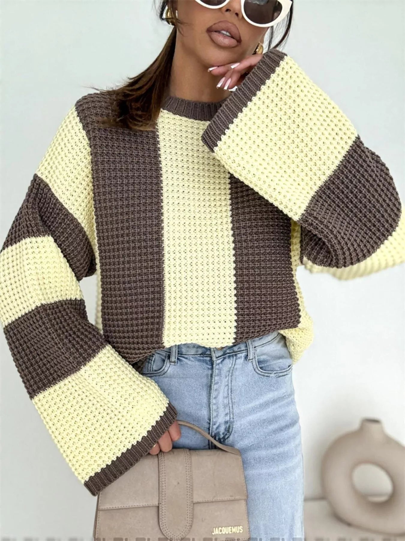 Color Block Long Sleeve Sweater designed for comfort and style at Lookzlike