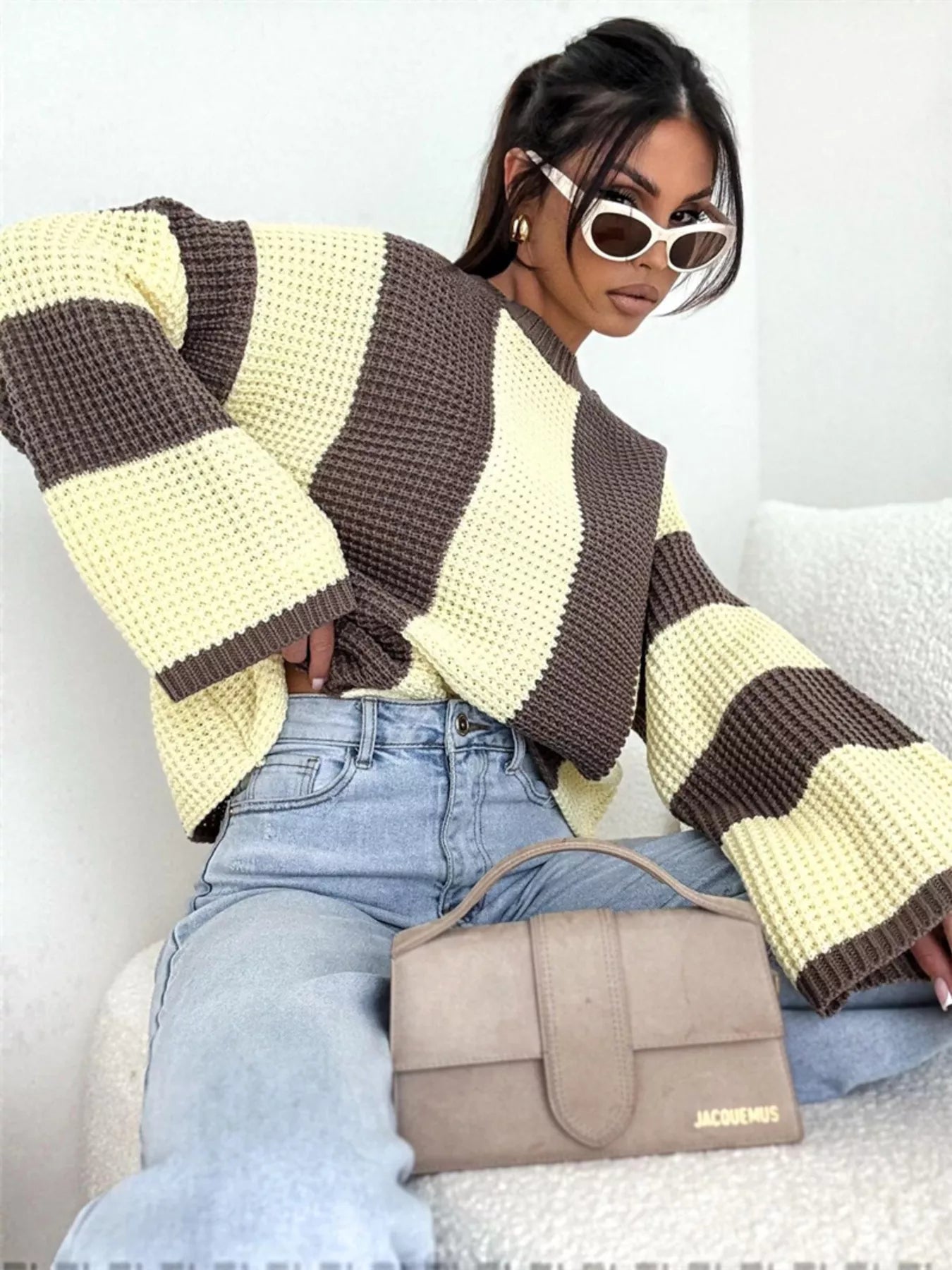 Color Block Long Sleeve Sweater designed for comfort and style at Lookzlike