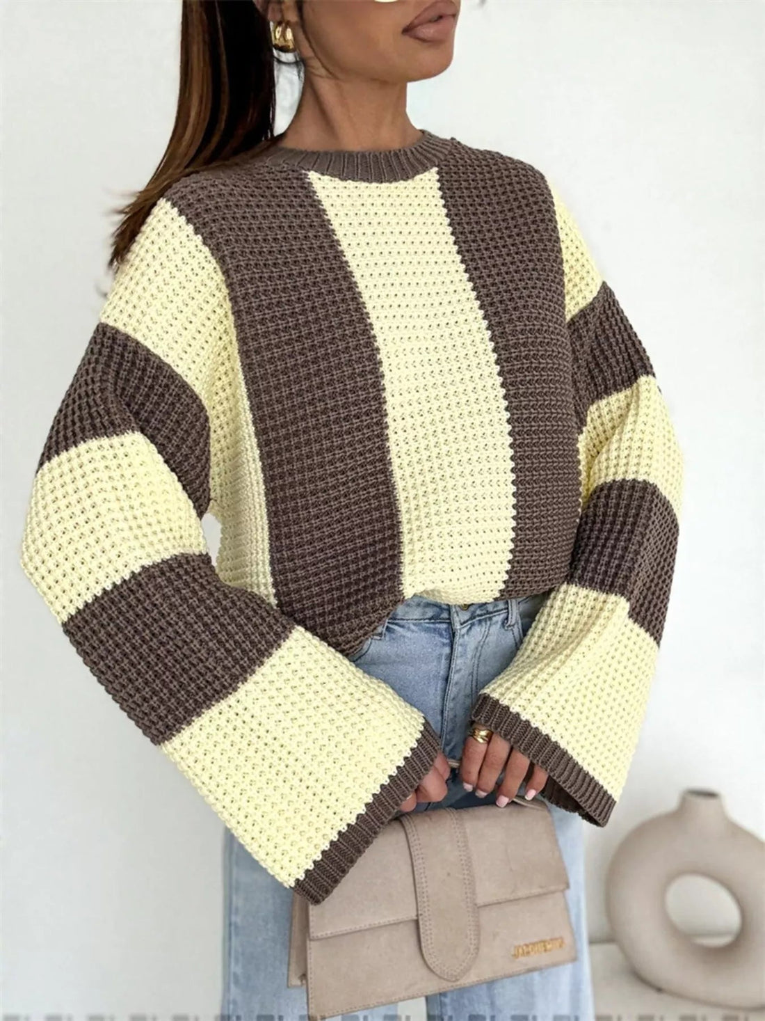 Color Block Long Sleeve Sweater designed for comfort and style at Lookzlike
