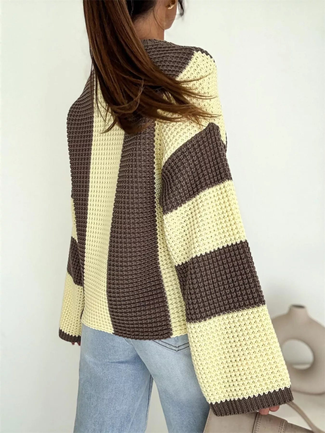 Color Block Long Sleeve Sweater designed for comfort and style at Lookzlike