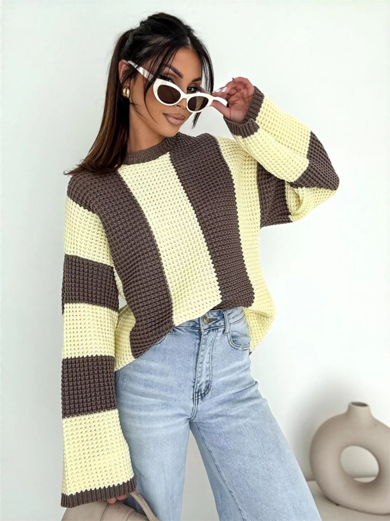 Color Block Long Sleeve Sweater designed for comfort and style at Lookzlike