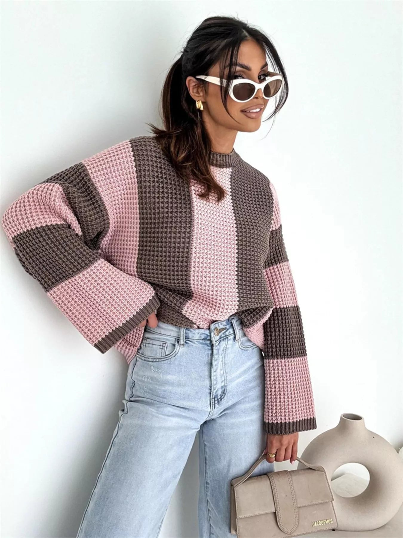 Color Block Long Sleeve Sweater designed for comfort and style at Lookzlike