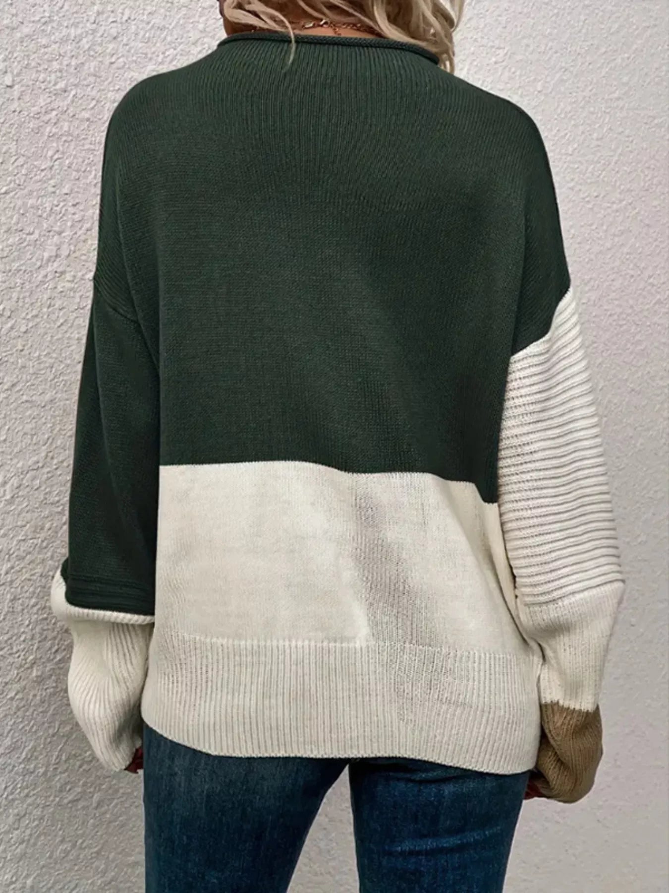 Color Block Ribbed Knit Sweater designed for comfort and style at Lookzlike