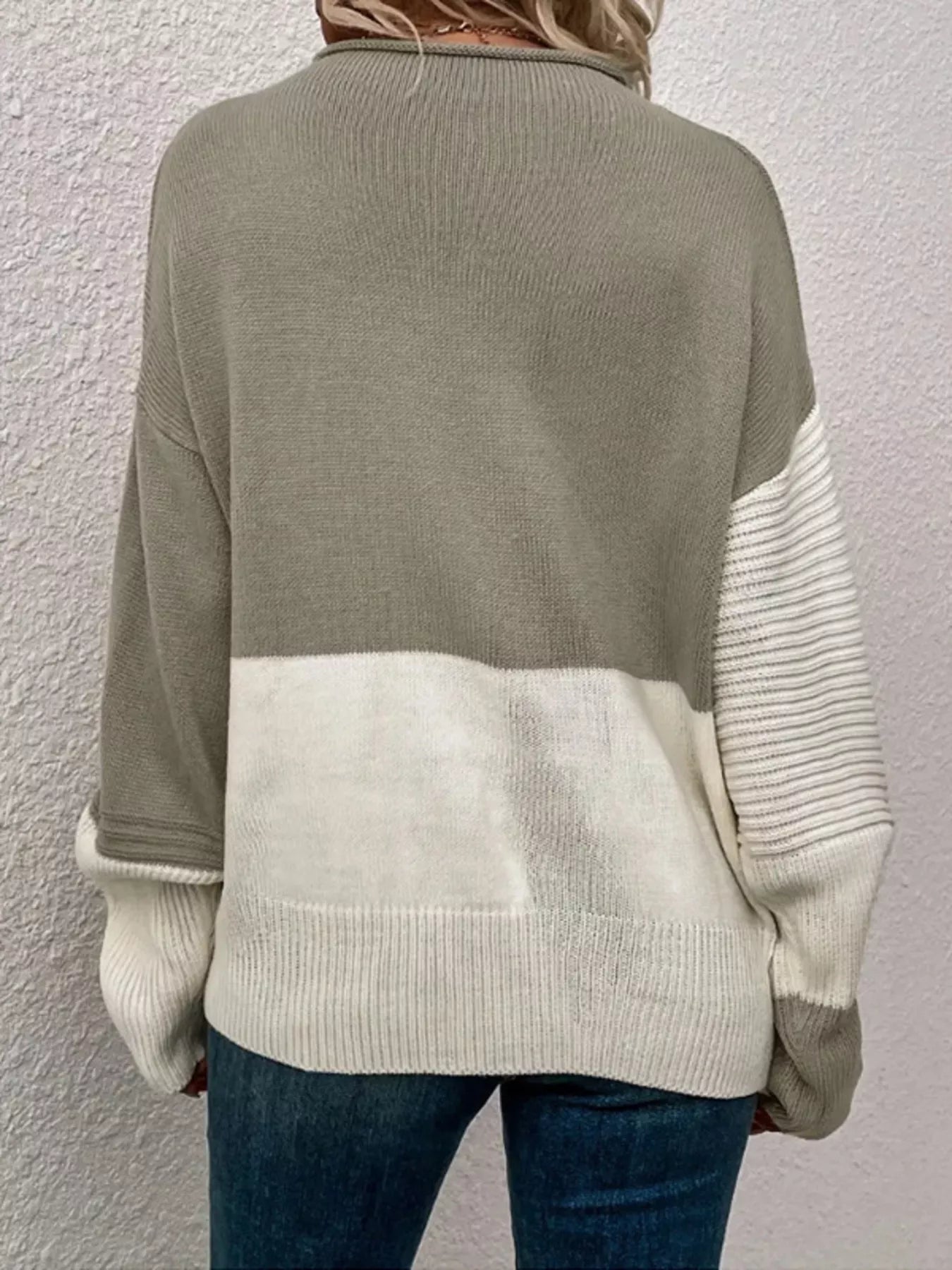 Color Block Ribbed Knit Sweater designed for comfort and style at Lookzlike