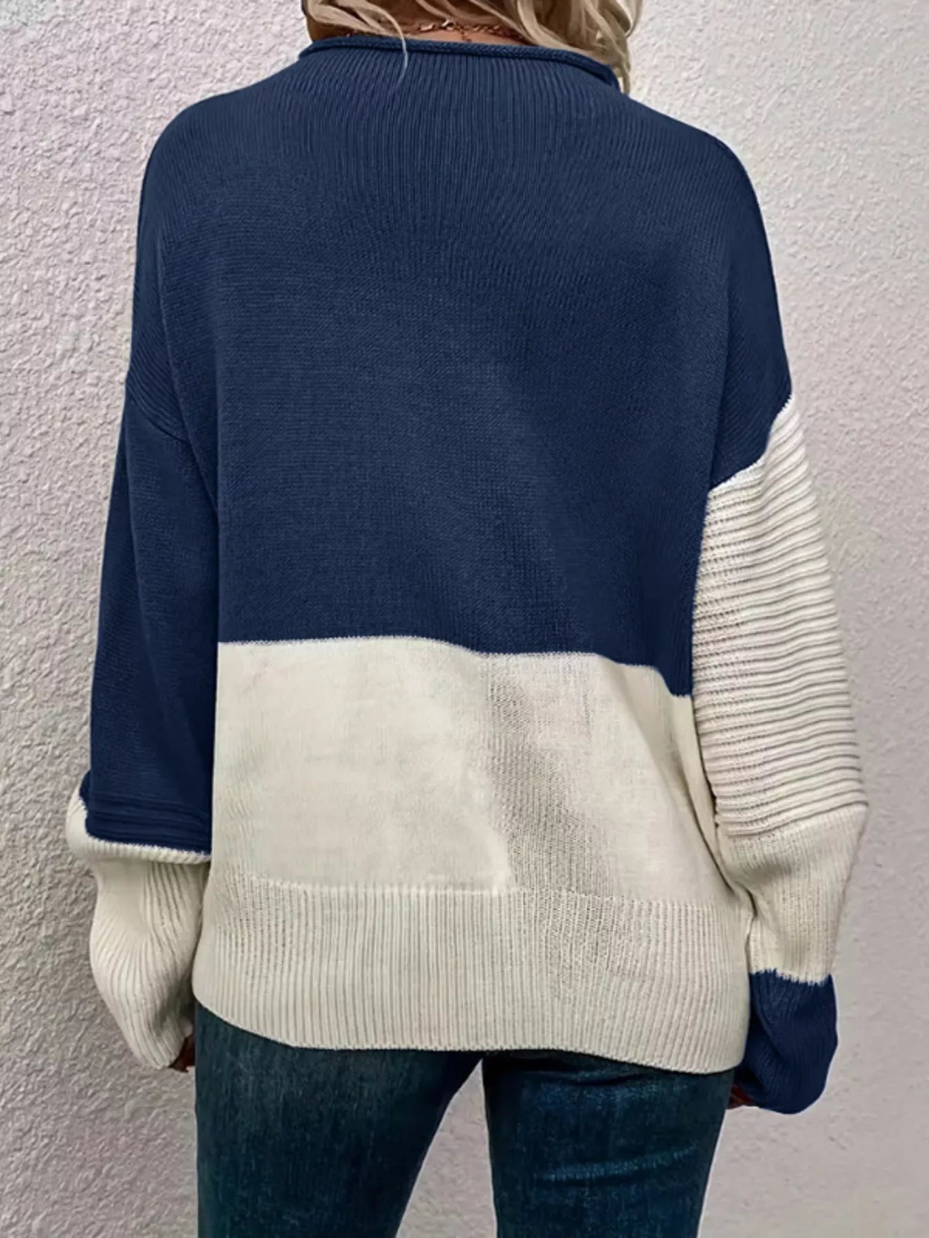 Color Block Ribbed Knit Sweater designed for comfort and style at Lookzlike