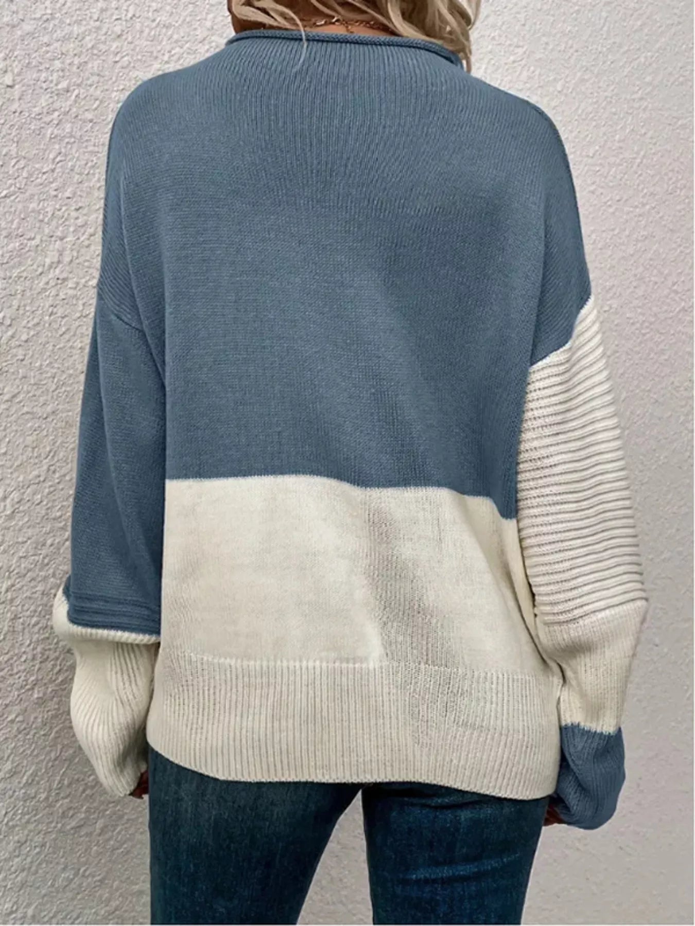 Color Block Ribbed Knit Sweater designed for comfort and style at Lookzlike