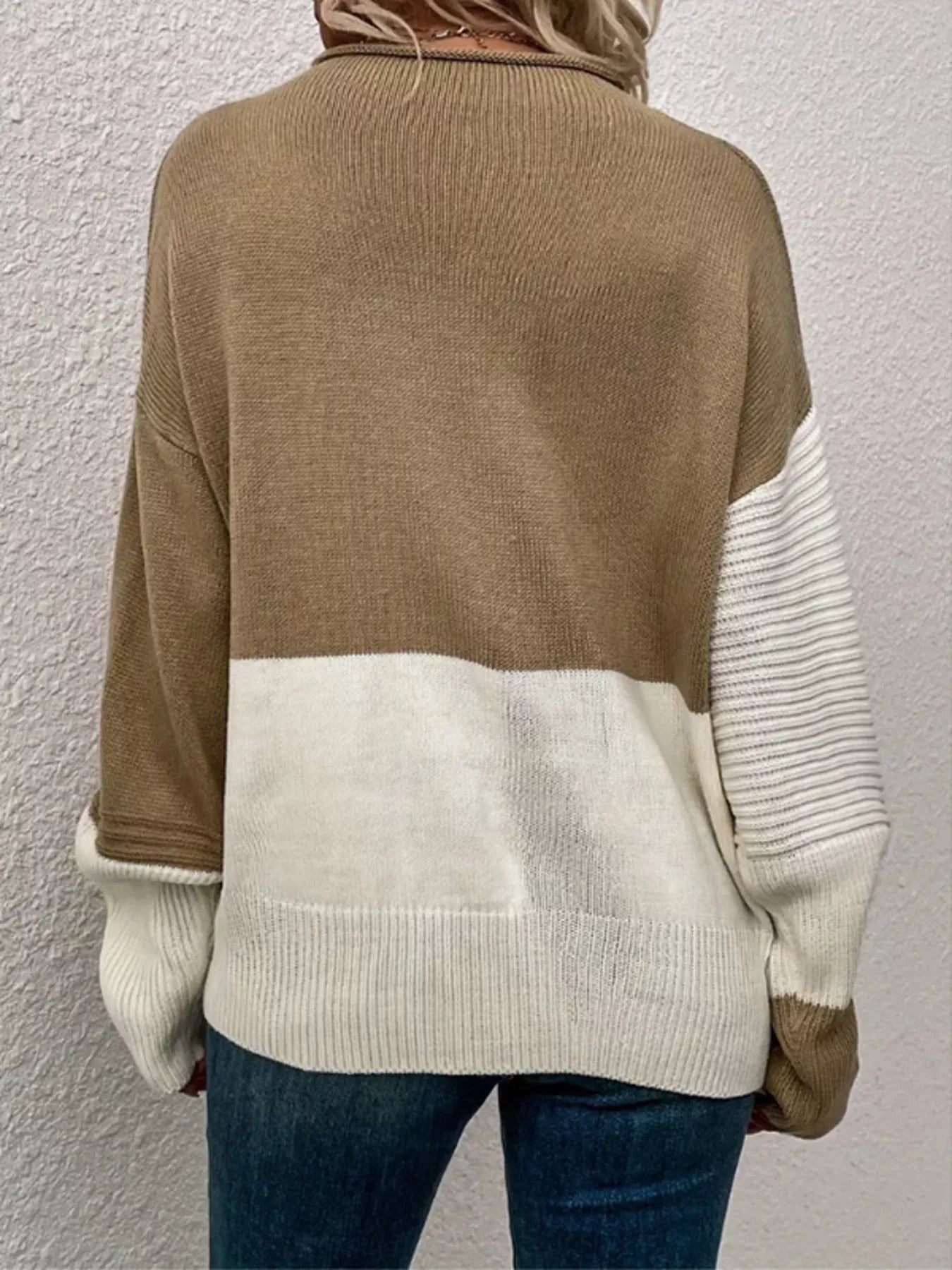 Color Block Ribbed Knit Sweater designed for comfort and style at Lookzlike