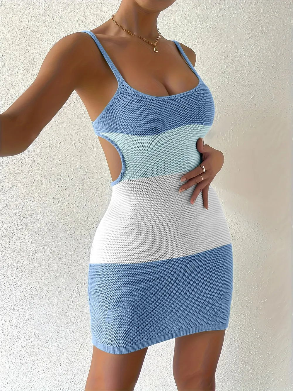 Color Block Scoop Neck Cover Up Dress designed for comfort and style at Lookzlike