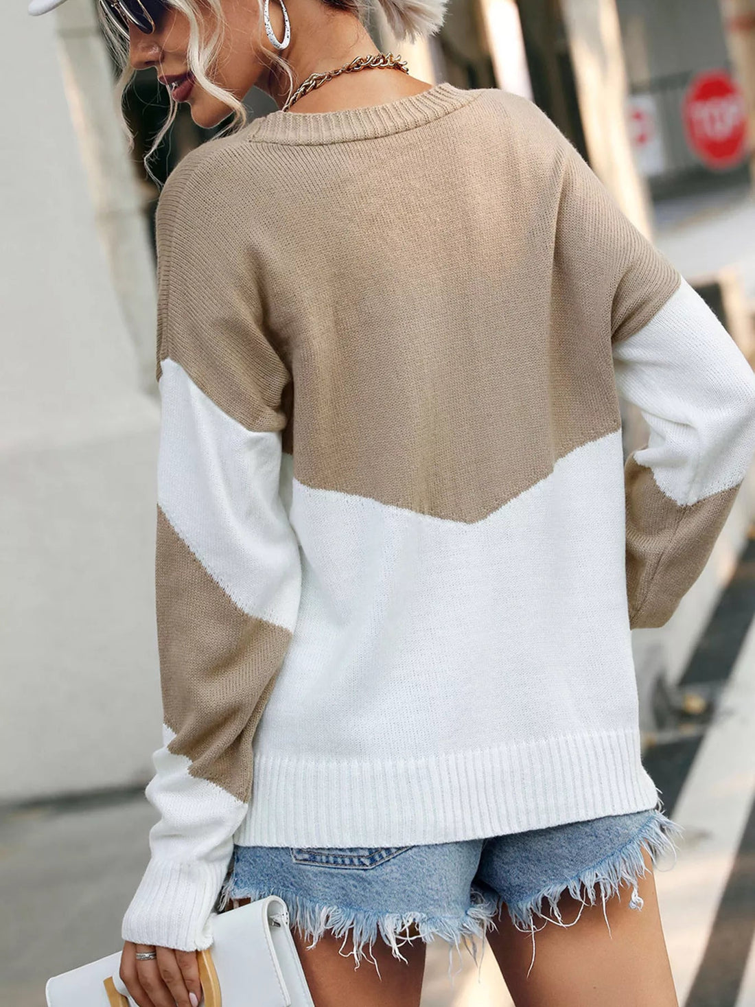 Color Block V - Neck Sweater designed for comfort and style at Lookzlike