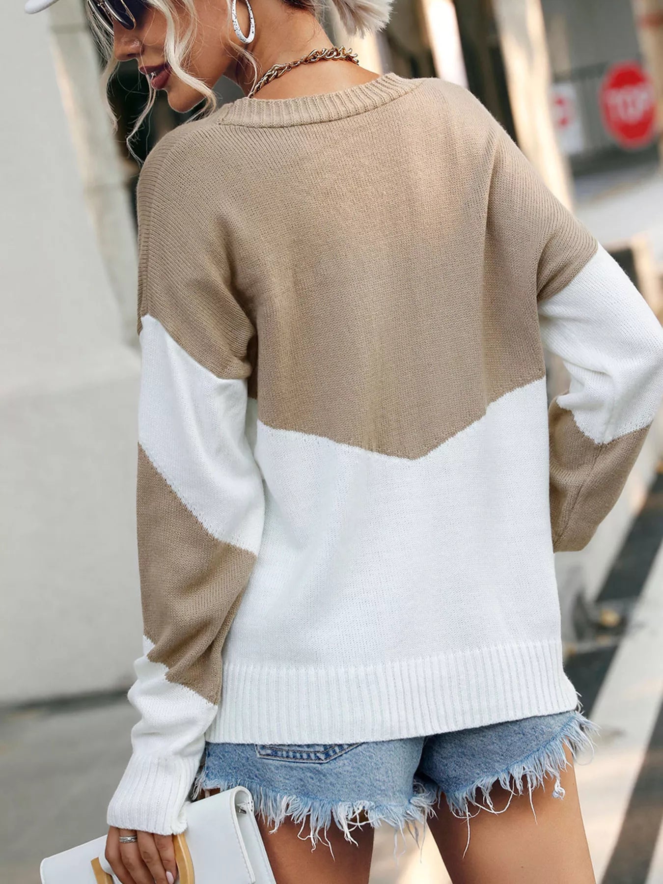 Color Block V - Neck Sweater designed for comfort and style at Lookzlike