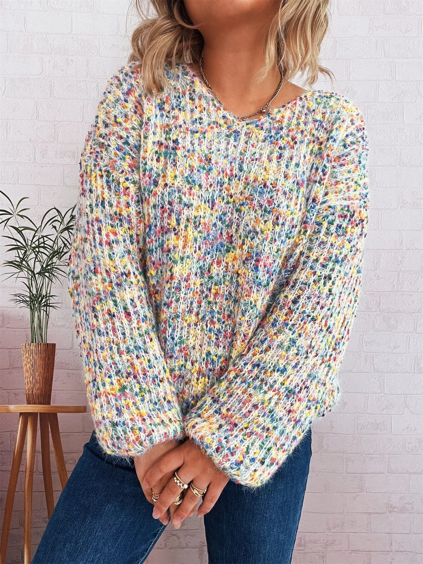 Colorful Long Sleeve Sweater designed for comfort and style at Lookzlike