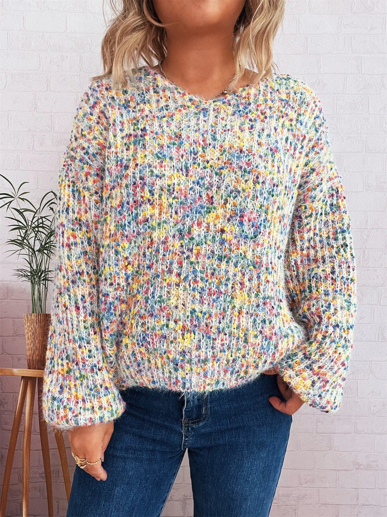 Colorful Long Sleeve Sweater designed for comfort and style at Lookzlike