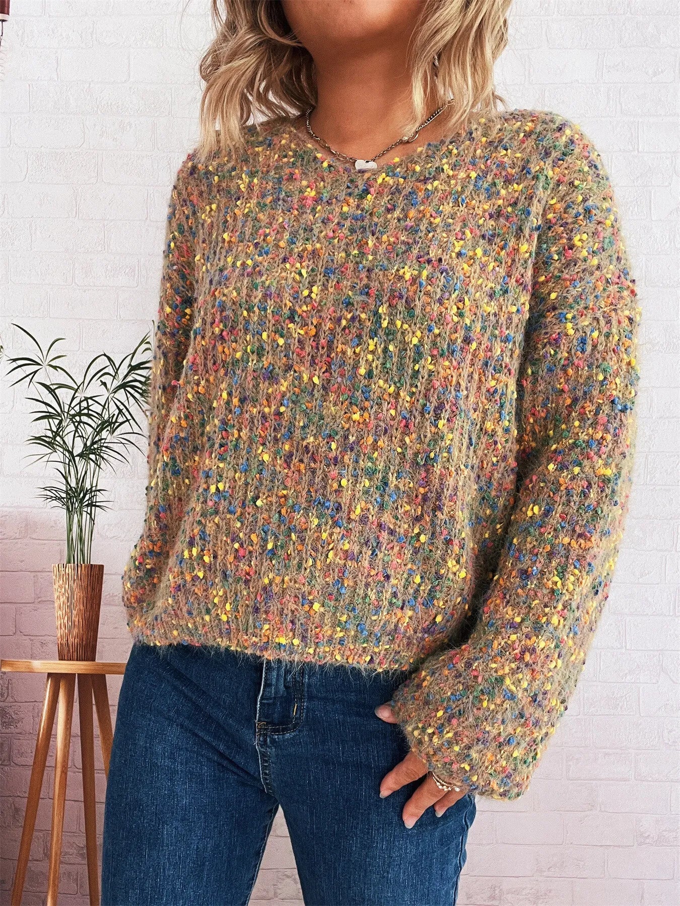 Colorful Long Sleeve Sweater designed for comfort and style at Lookzlike