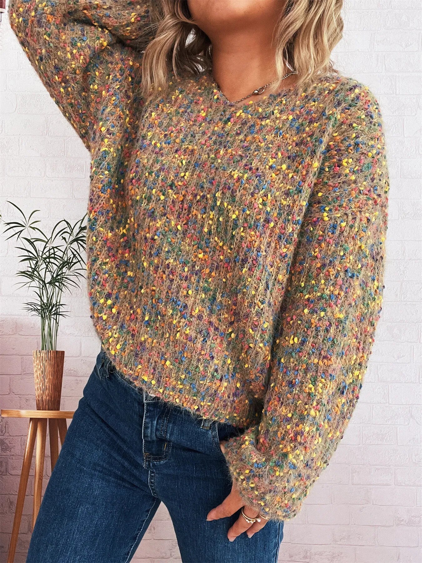 Colorful Long Sleeve Sweater designed for comfort and style at Lookzlike