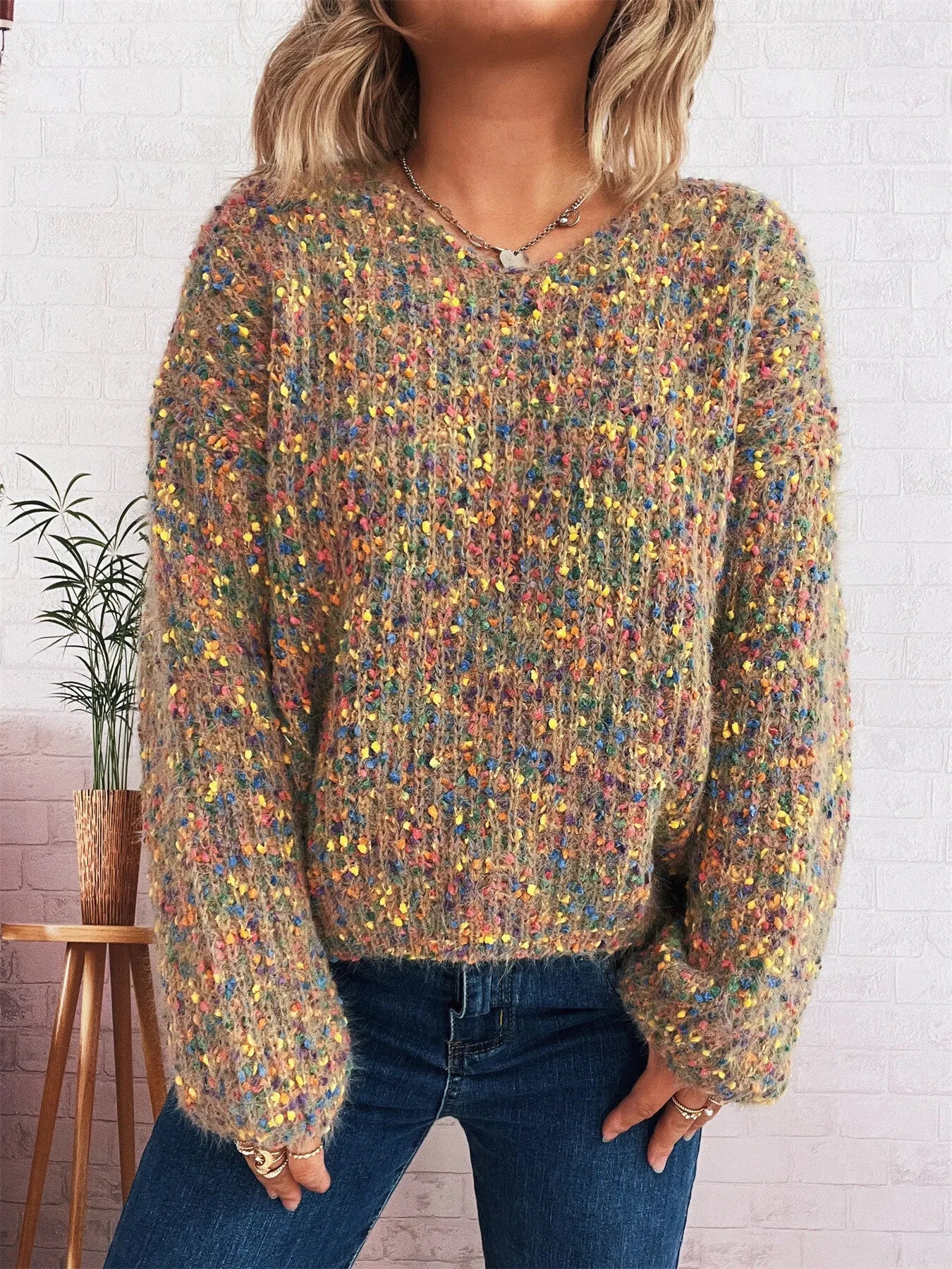 Colorful Long Sleeve Sweater designed for comfort and style at Lookzlike