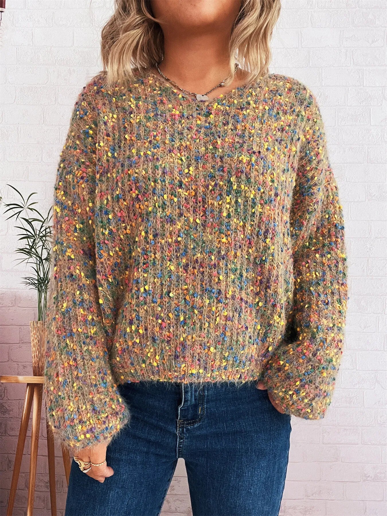 Colorful Long Sleeve Sweater designed for comfort and style at Lookzlike