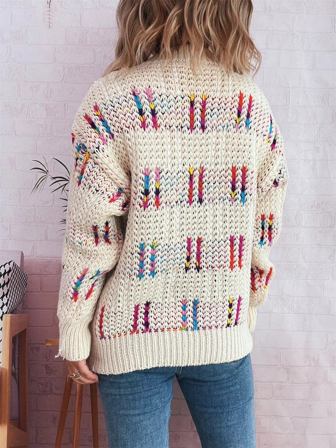 Colorful Round Neck Long Sleeve Sweater designed for comfort and style at Lookzlike