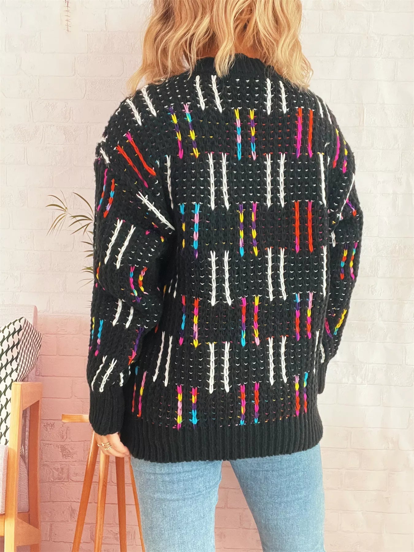 Colorful Round Neck Long Sleeve Sweater designed for comfort and style at Lookzlike