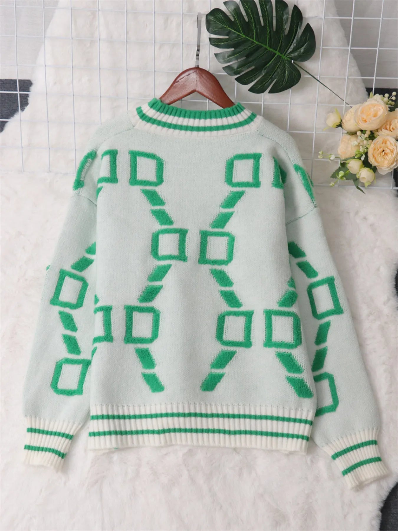 Contrast Round Neck Long Sleeve Sweater designed for comfort and style at Lookzlike
