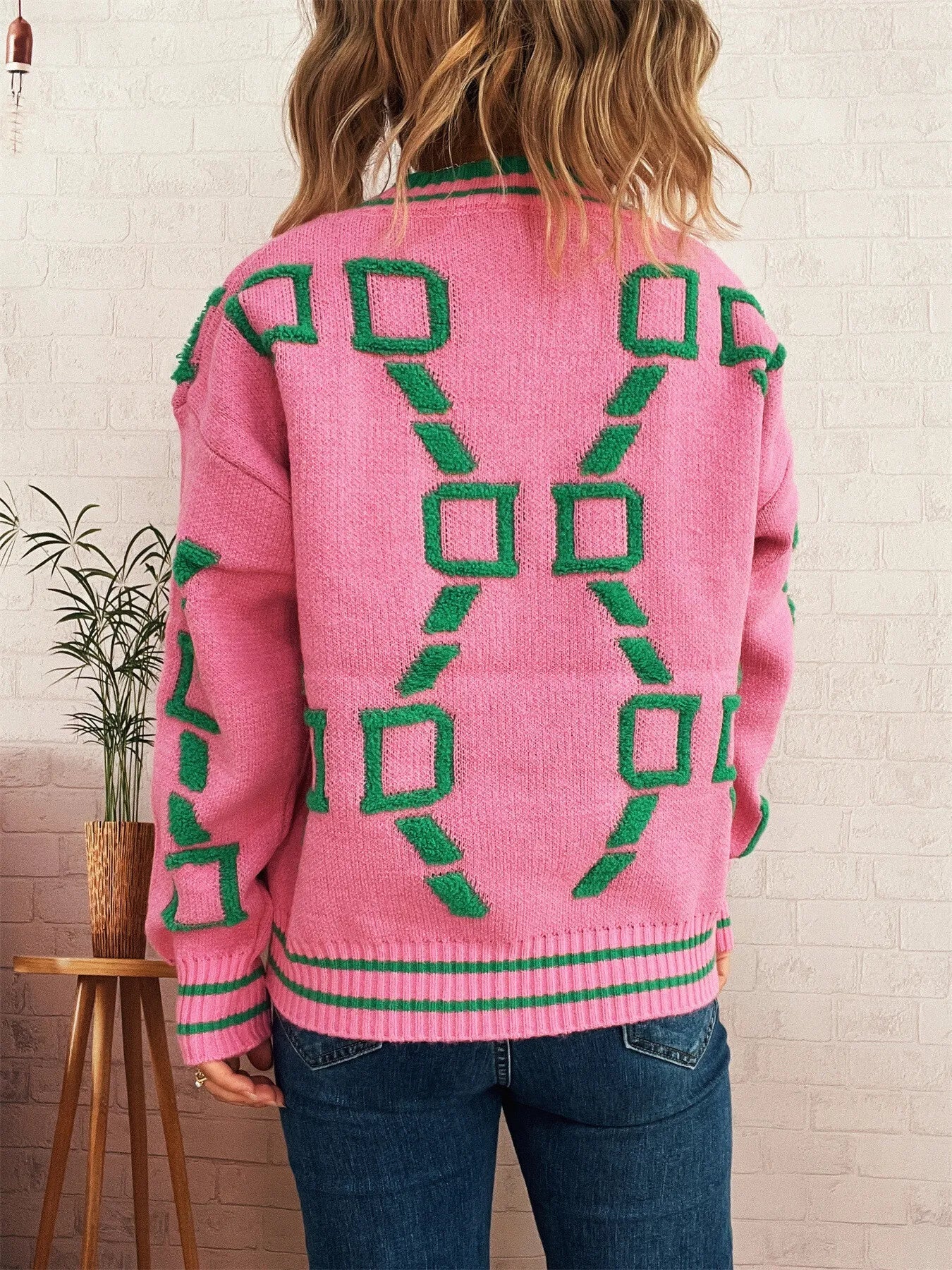 Contrast Round Neck Long Sleeve Sweater designed for comfort and style at Lookzlike
