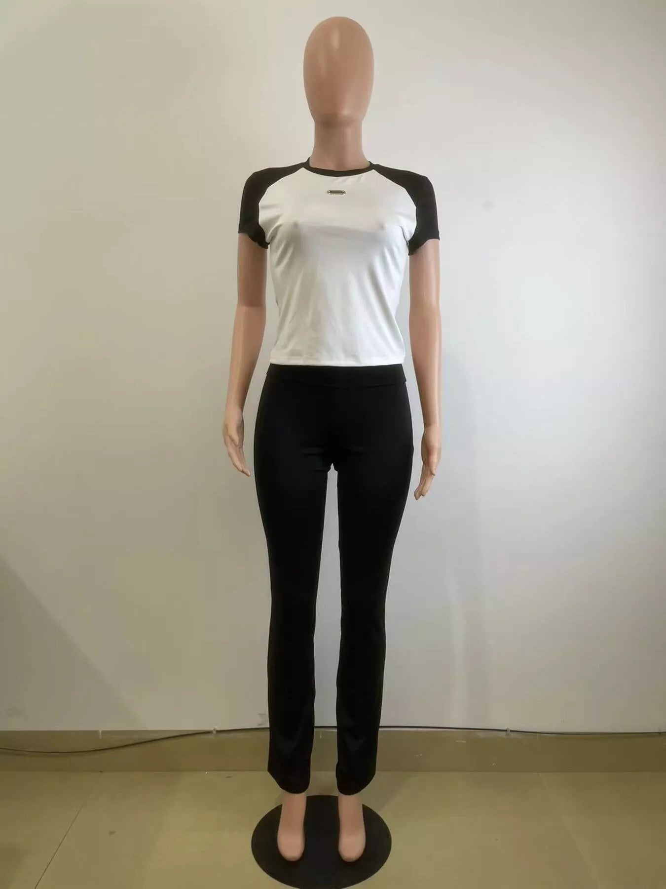Contrast Short Sleeve Tee and Pants Set designed for comfort and style at Lookzlike