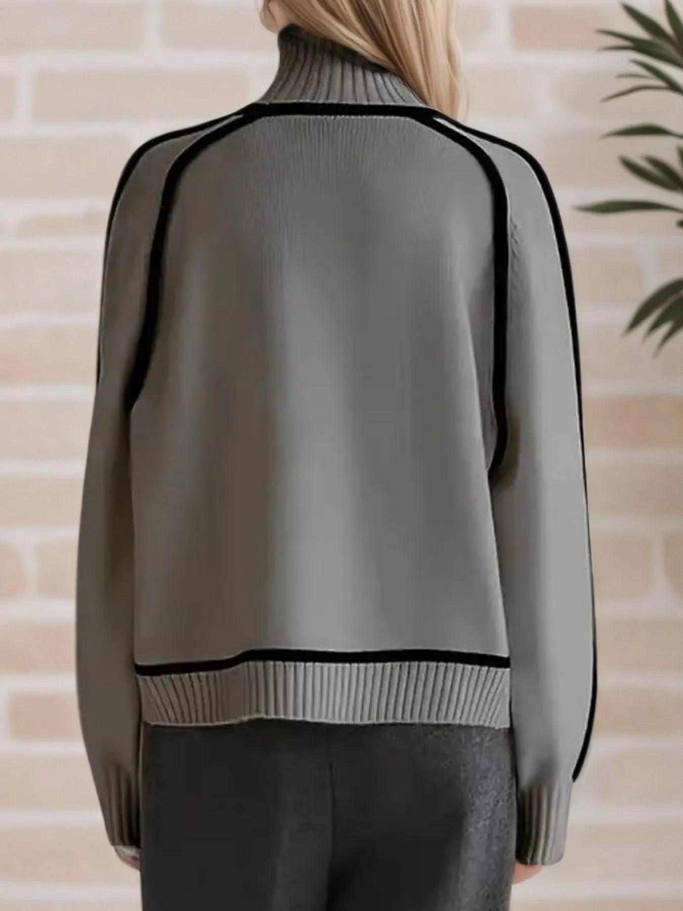 Contrast Trim Turtleneck Sweater designed for comfort and style at Lookzlike