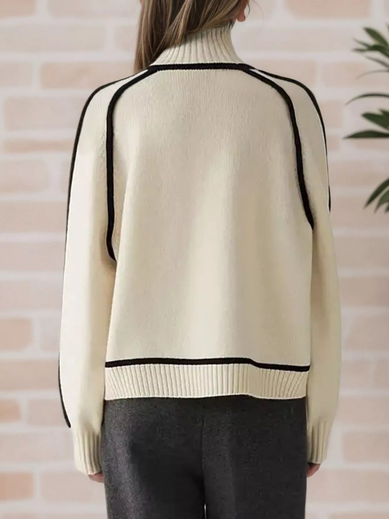 Contrast Trim Turtleneck Sweater designed for comfort and style at Lookzlike