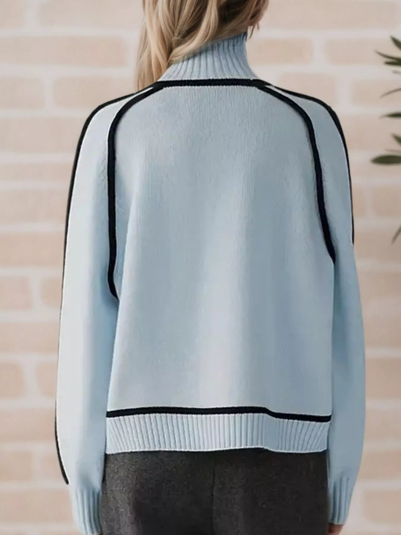 Contrast Trim Turtleneck Sweater designed for comfort and style at Lookzlike