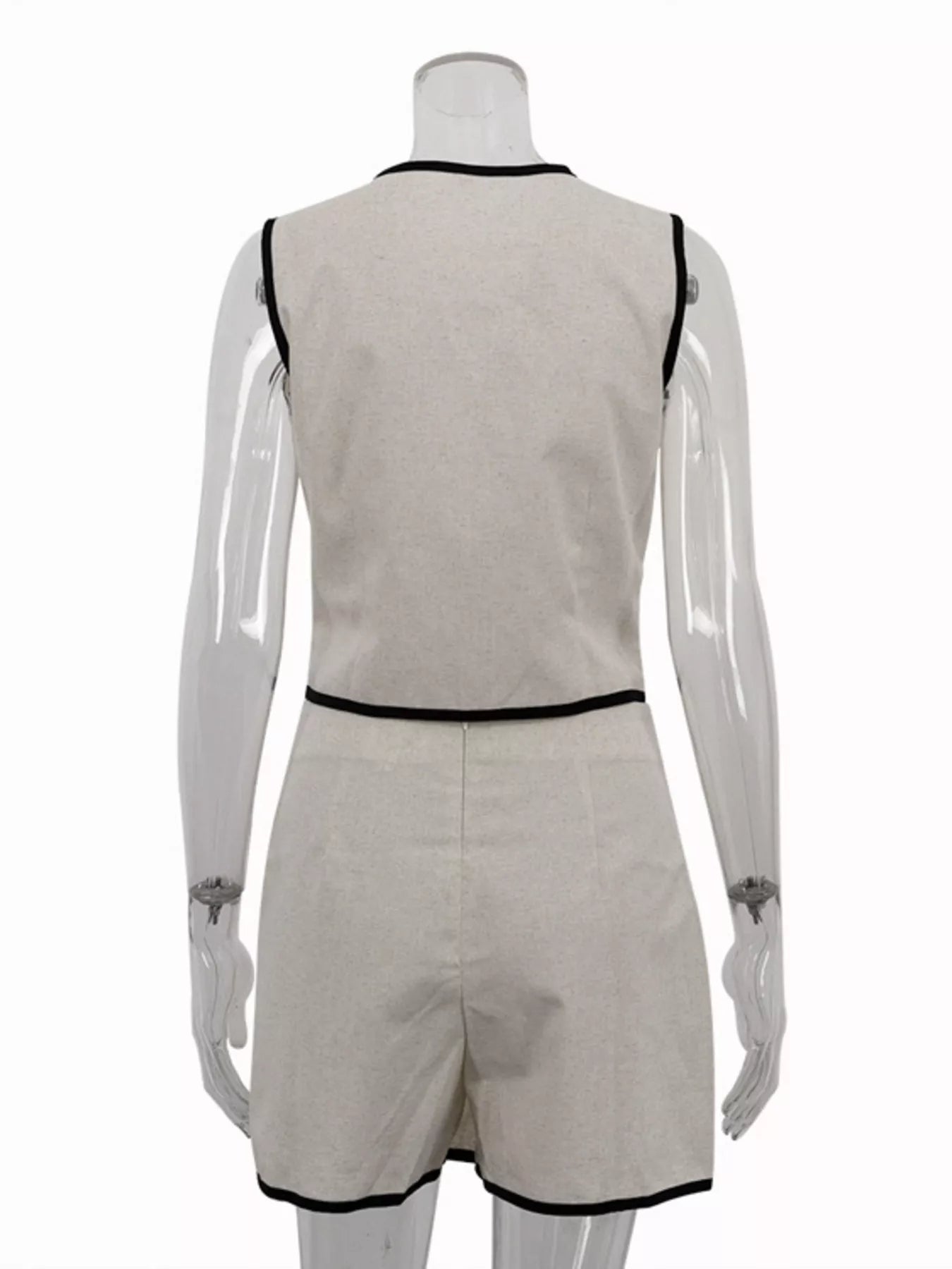 Contrast Trim Vest and Skirt Set designed for comfort and style at Lookzlike