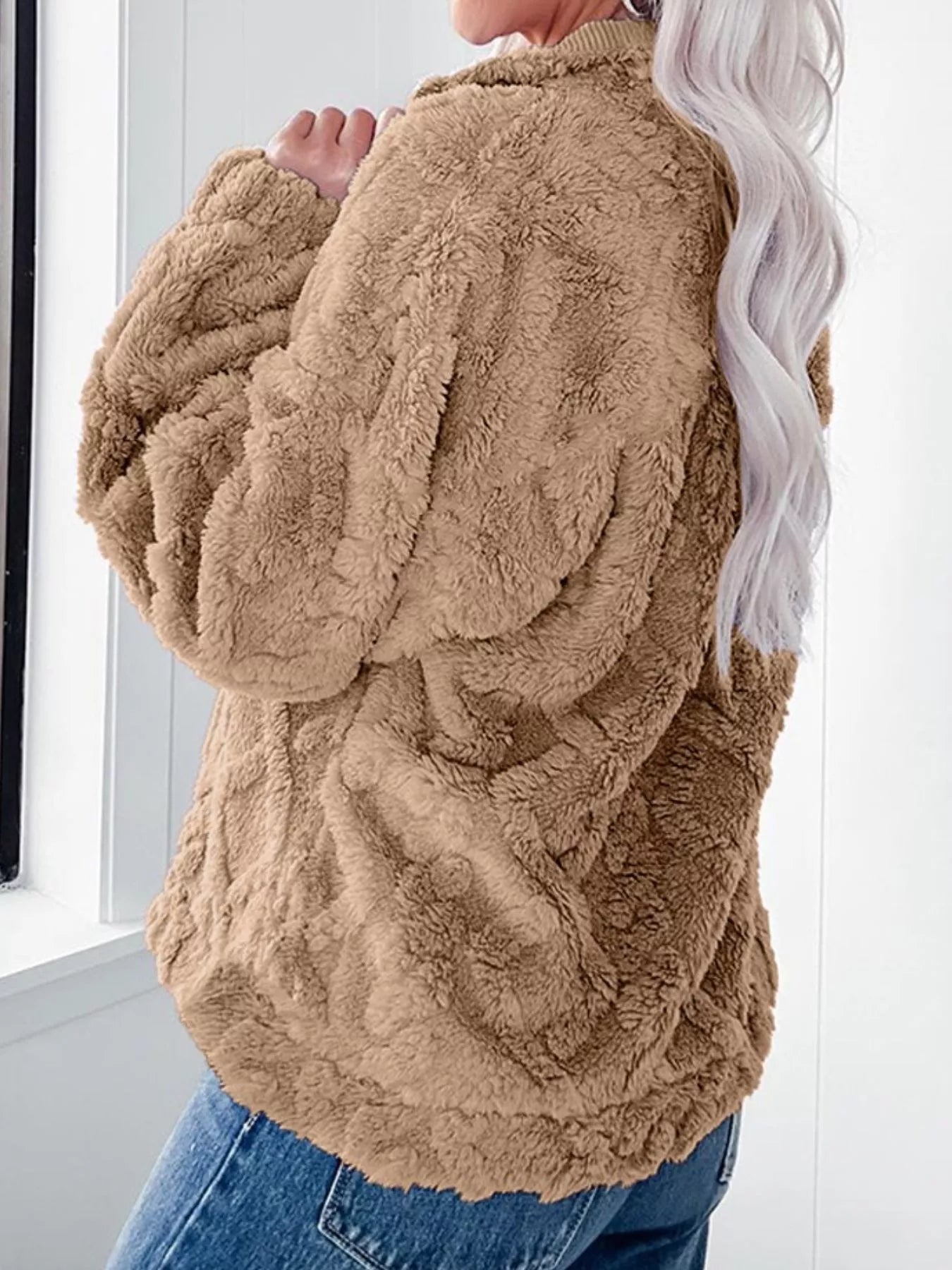 Cozy Fleece Quarter Zip Sweatshirt designed for comfort and style at Lookzlike