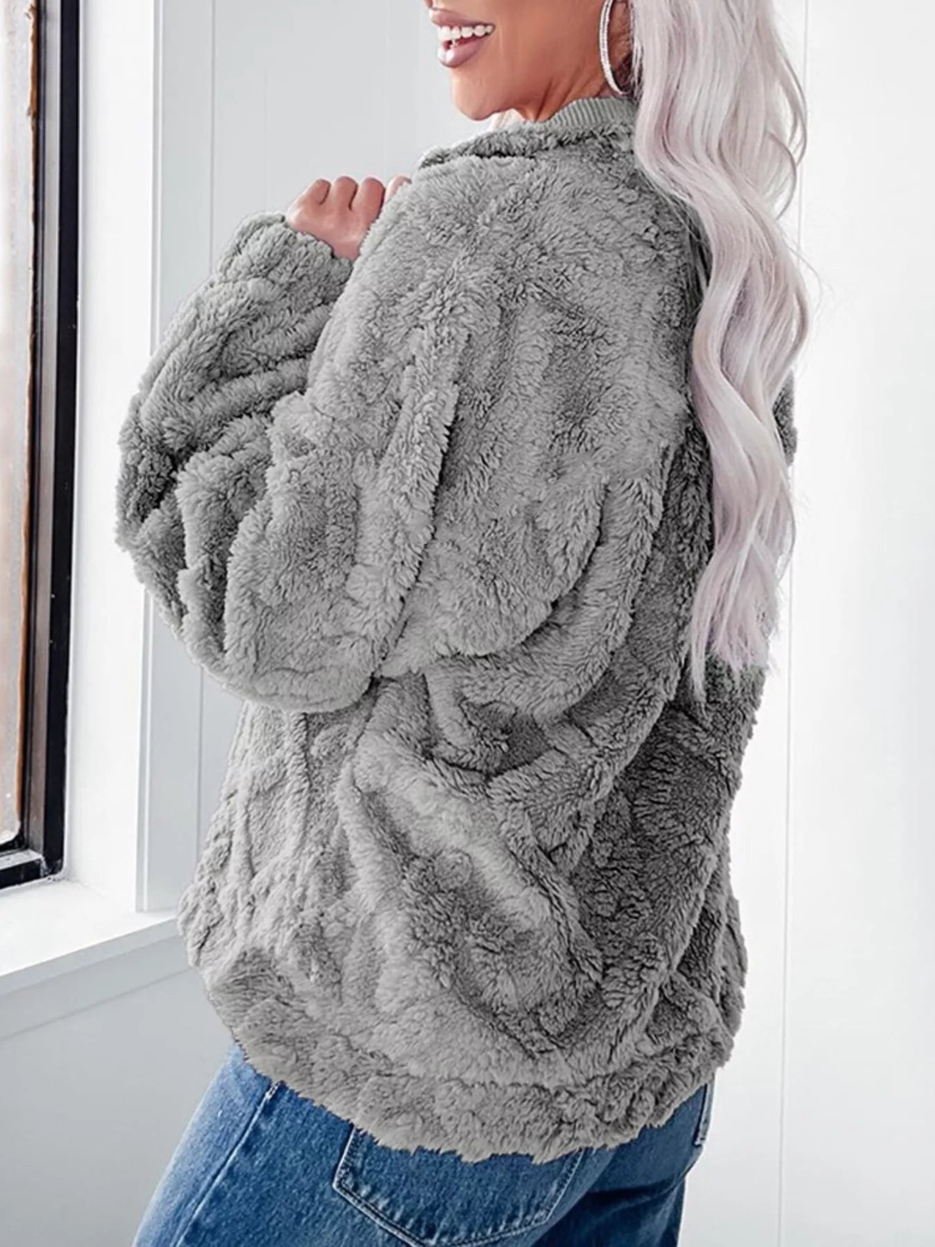 Cozy Fleece Quarter Zip Sweatshirt designed for comfort and style at Lookzlike