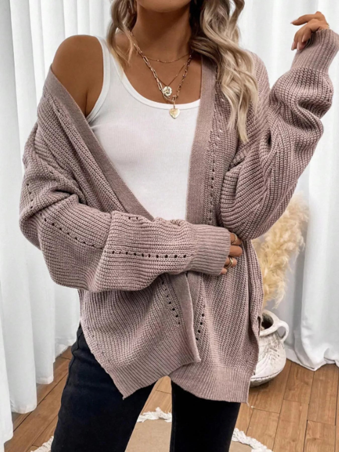 Cozy Knit Open Front Cardigan designed for comfort and style at Lookzlike