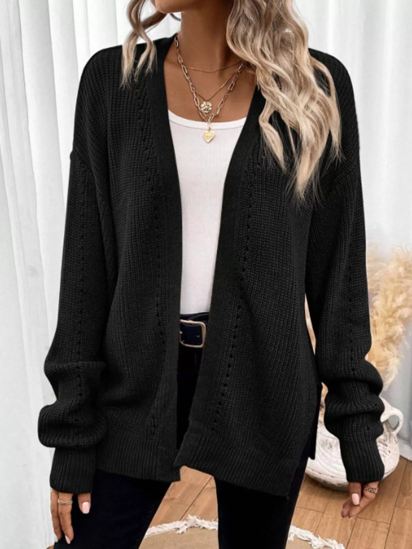 Cozy Knit Open Front Cardigan designed for comfort and style at Lookzlike