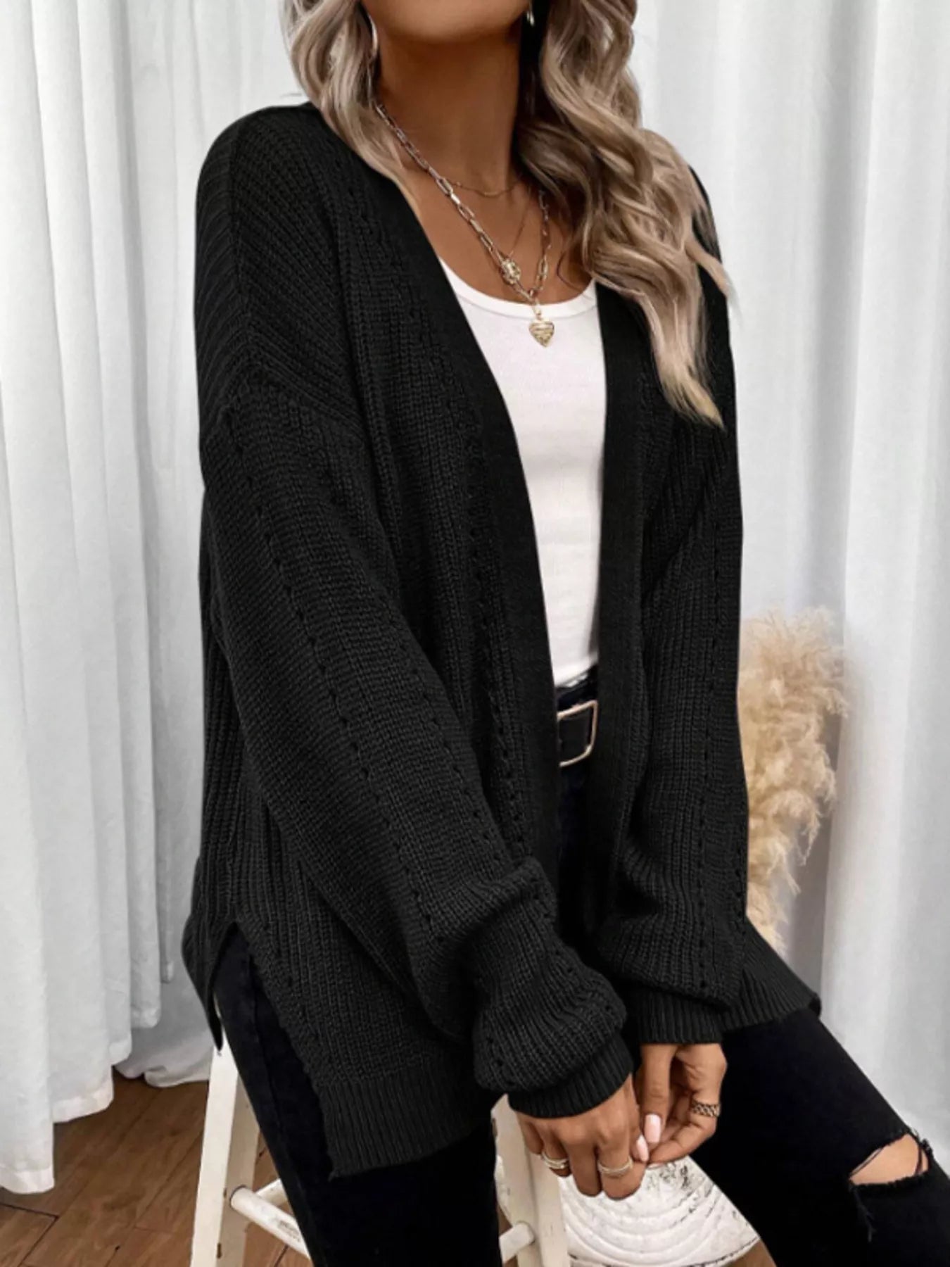 Cozy Knit Open Front Cardigan designed for comfort and style at Lookzlike