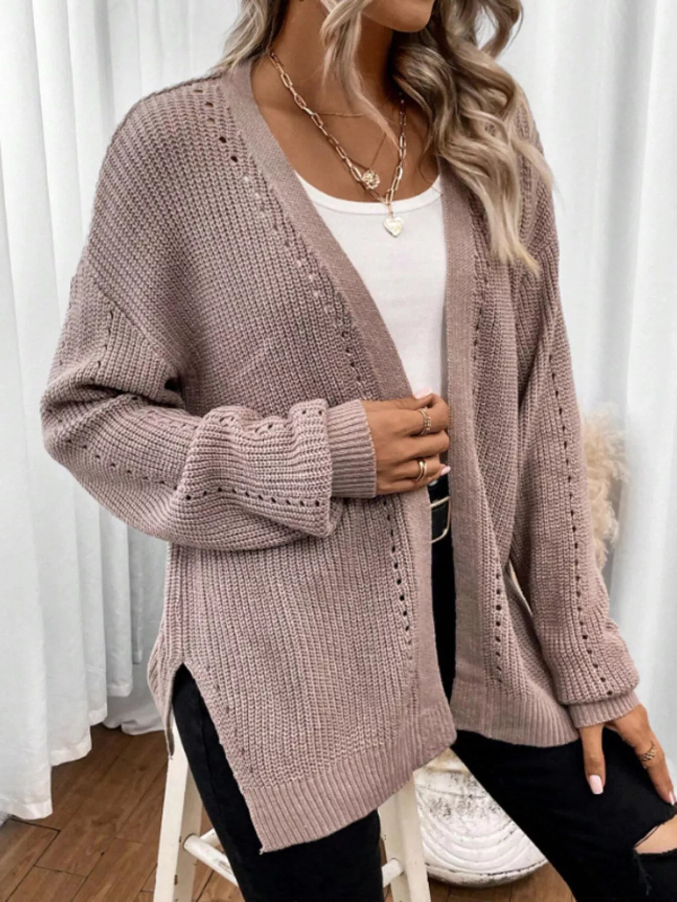 Cozy Knit Open Front Cardigan designed for comfort and style at Lookzlike