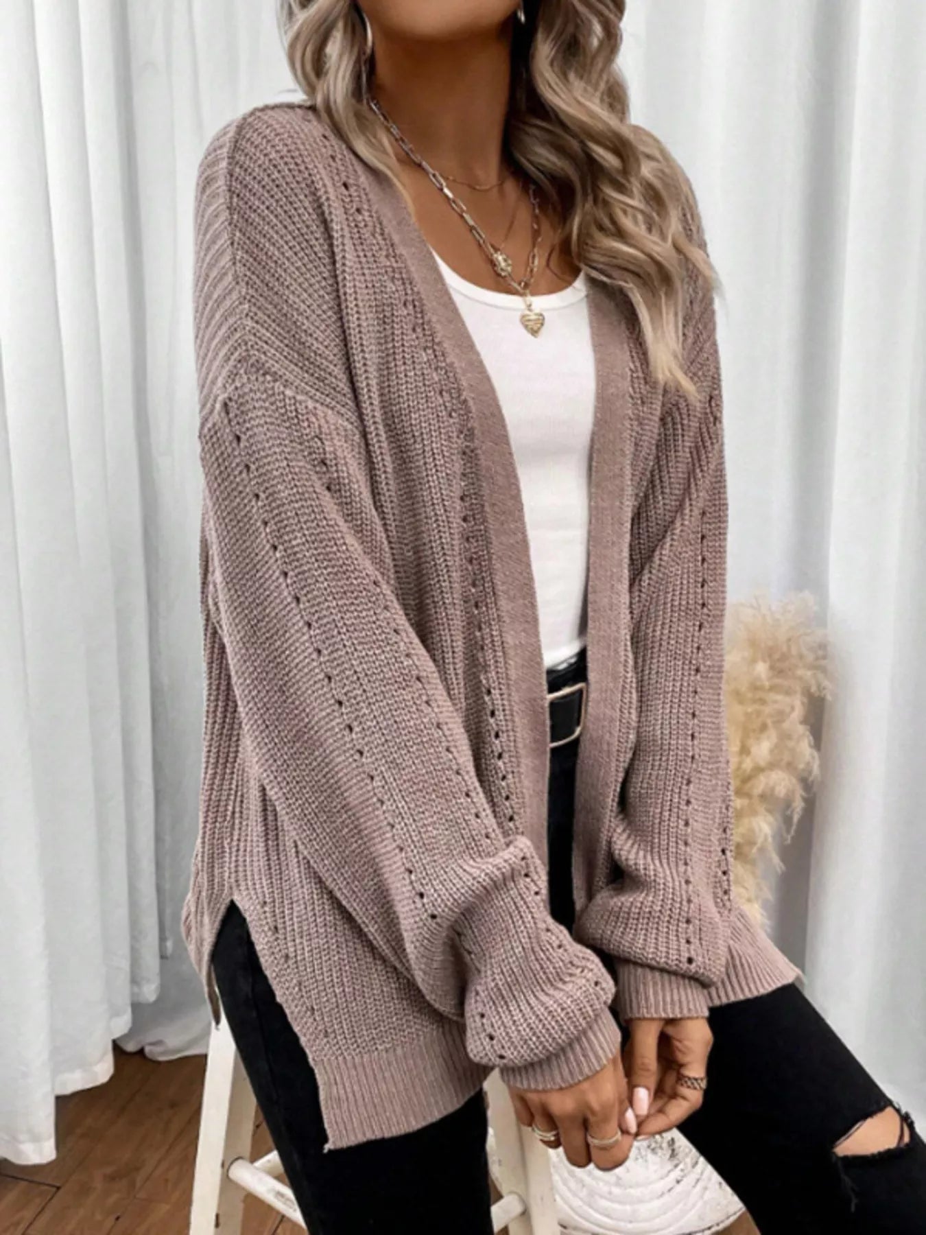 Cozy Knit Open Front Cardigan designed for comfort and style at Lookzlike