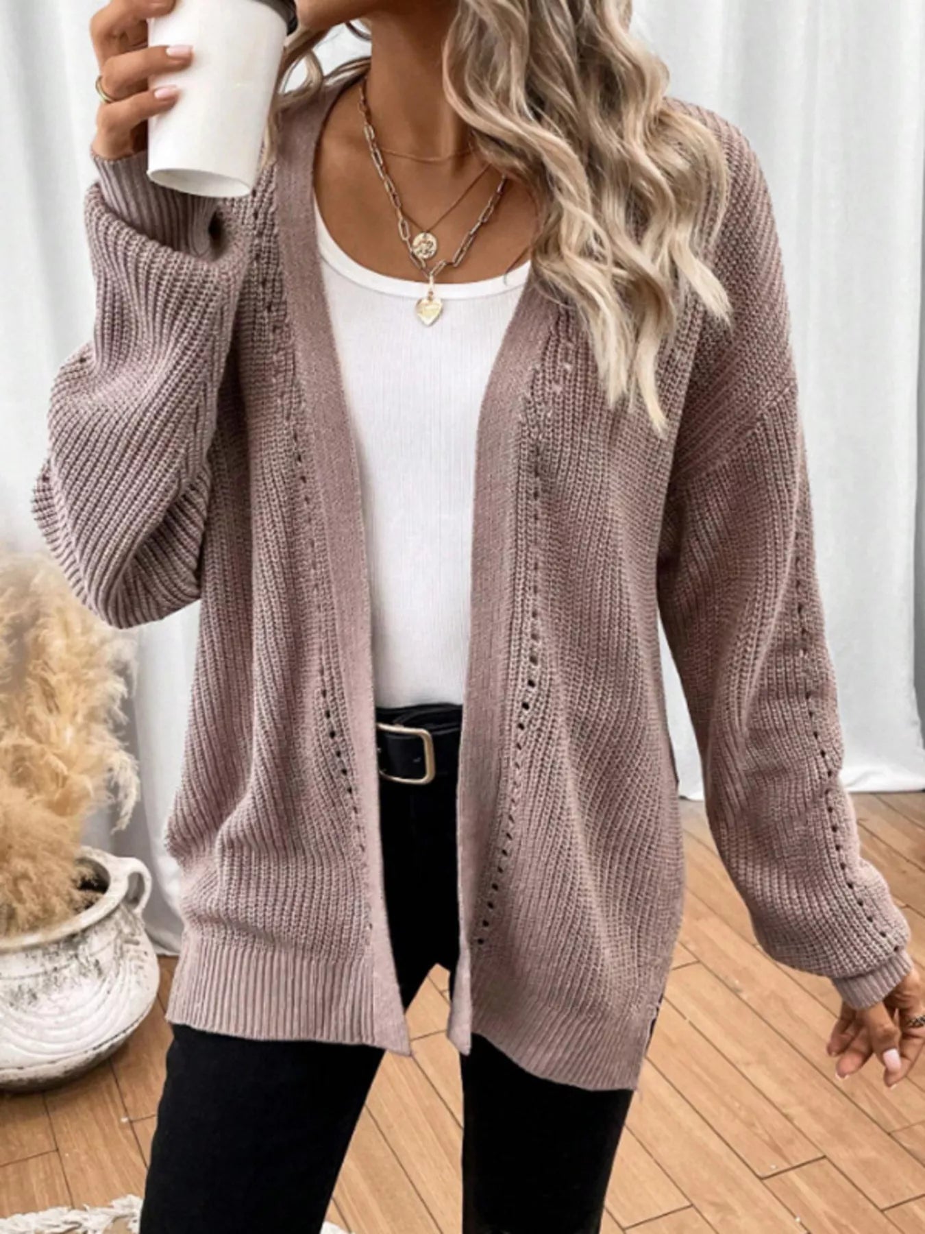 Cozy Knit Open Front Cardigan designed for comfort and style at Lookzlike
