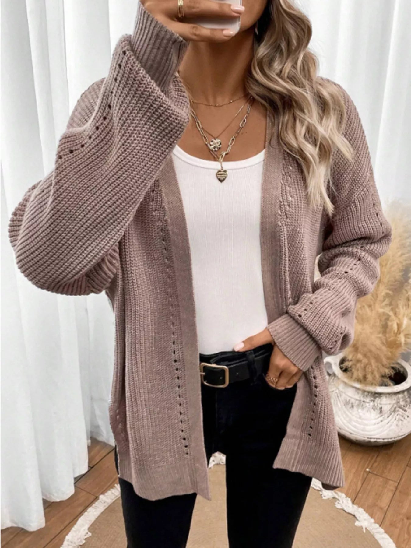 Cozy Knit Open Front Cardigan designed for comfort and style at Lookzlike