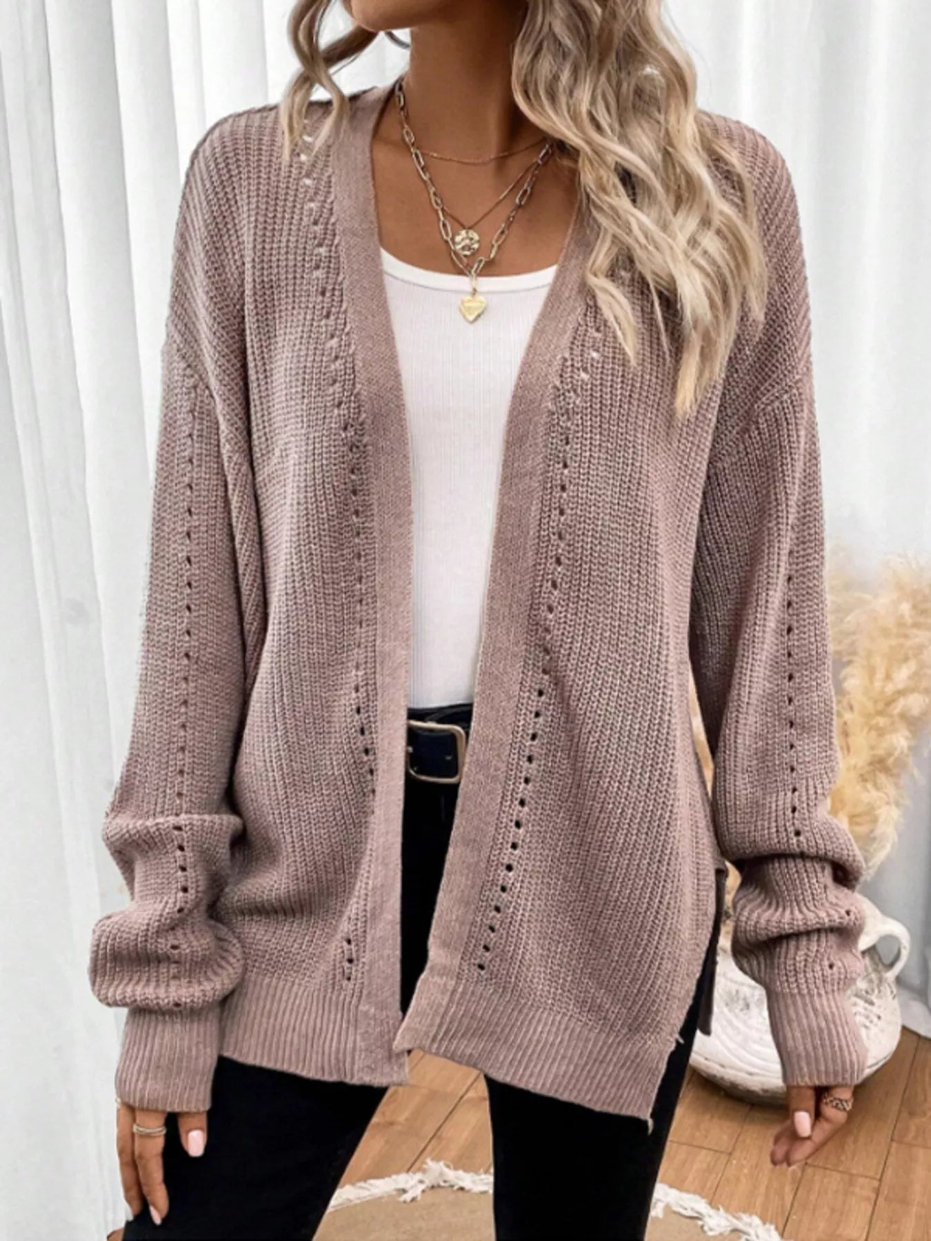 Cozy Knit Open Front Cardigan designed for comfort and style at Lookzlike