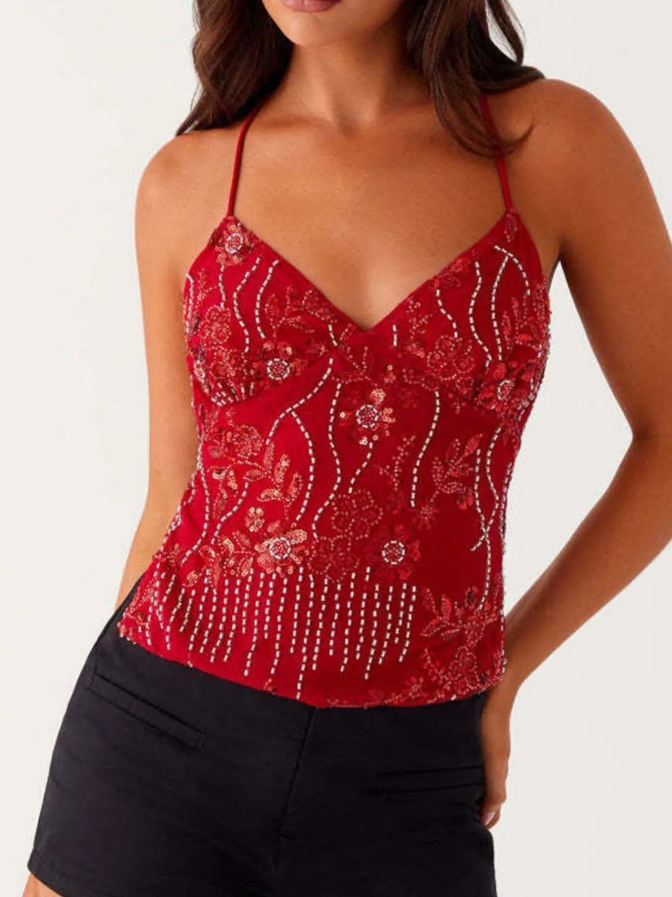 Crisscross Back V-Neck Cami - Lookzlike