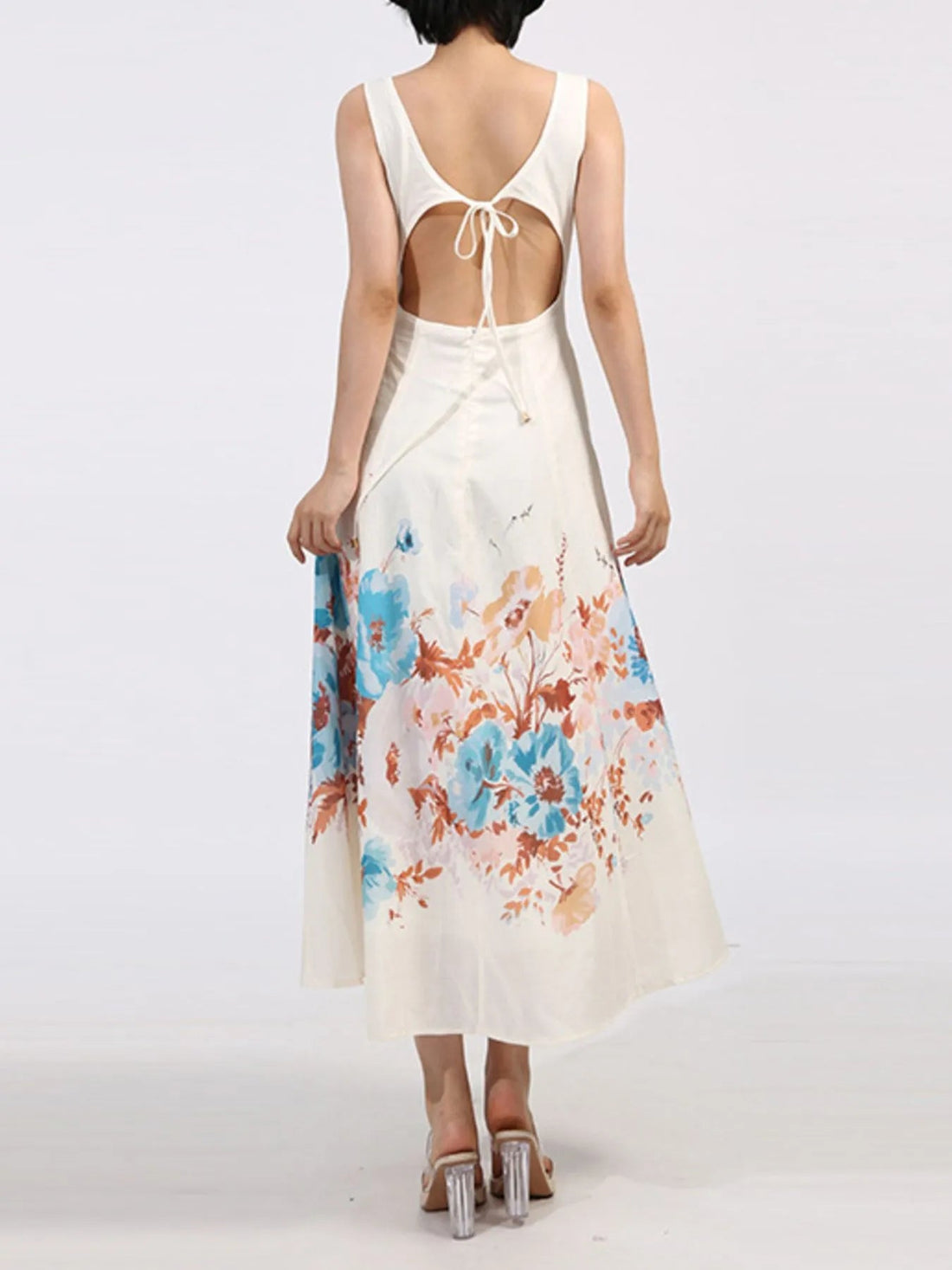 Cutout Back Printed Square Neck Dress designed for comfort and style at Lookzlike
