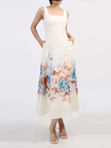 Cutout Back Printed Square Neck Dress designed for comfort and style at Lookzlike