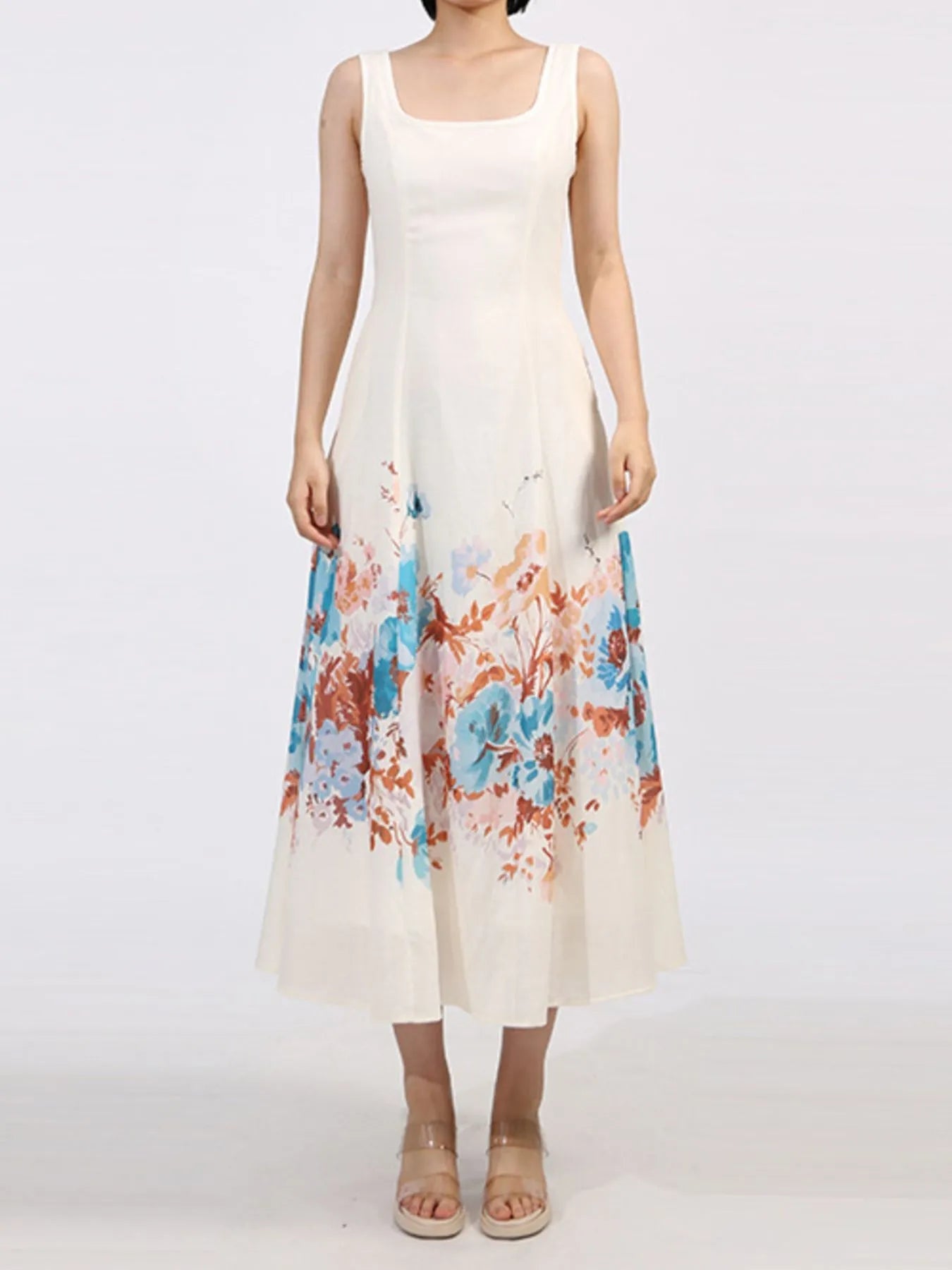 Cutout Back Printed Square Neck Dress designed for comfort and style at Lookzlike